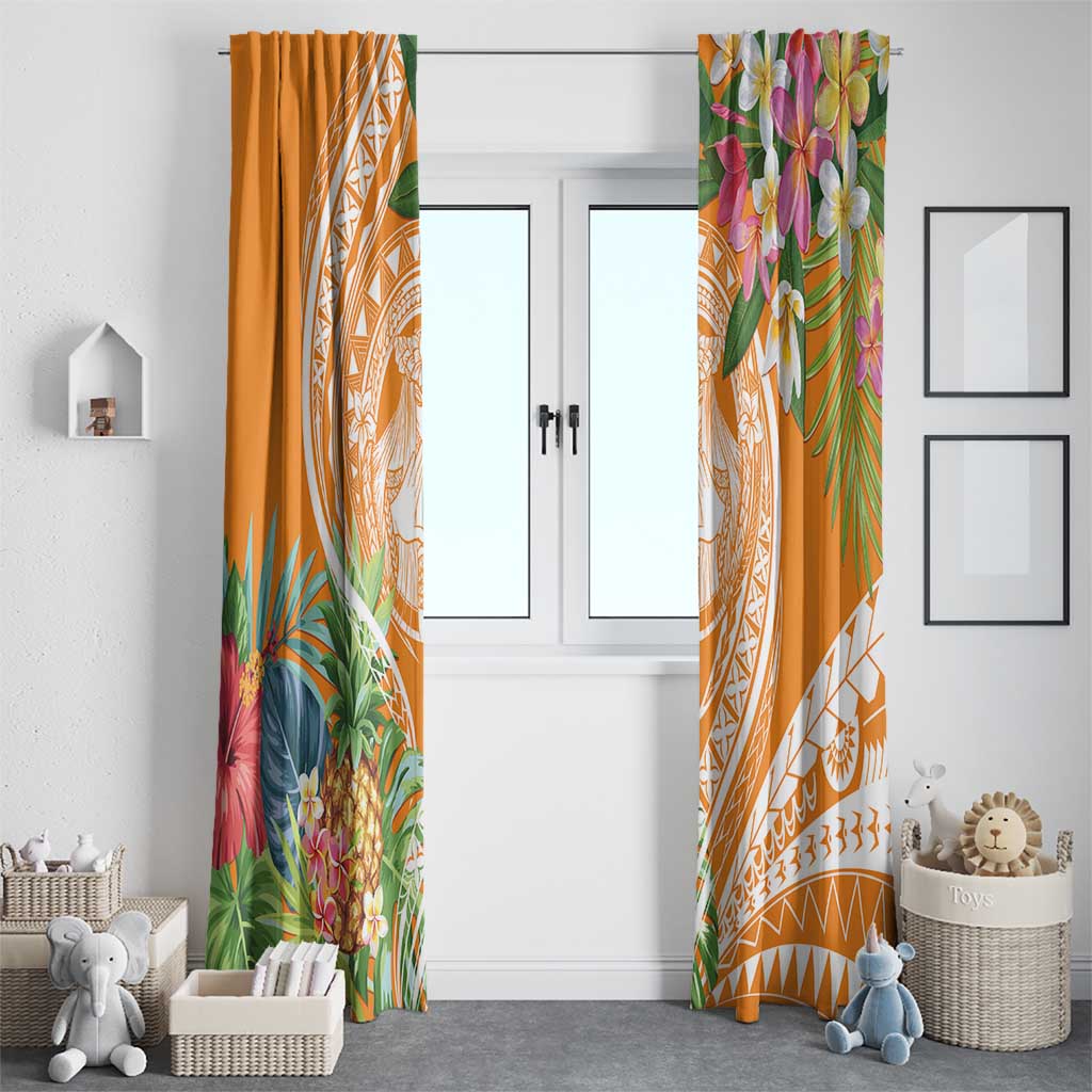 Aloha Hawaii Lanai Window Curtain Frangipani Mix Pineapple LT7 - Polynesian Pride