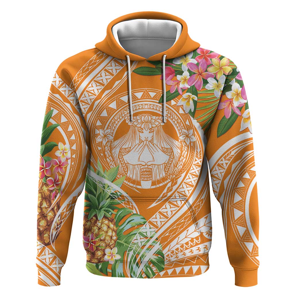 Aloha Hawaii Lanai Zip Hoodie Frangipani Mix Pineapple