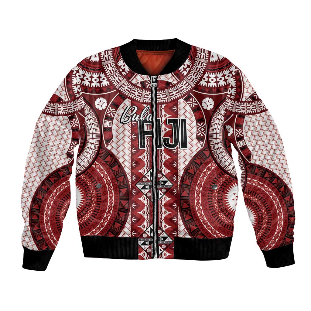 Bula Fiji Vintage Bomber Jacket Scarlet Masi Motifs