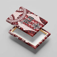 Bula Fiji Vintage Canvas Wall Art Scarlet Masi Motifs