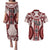 Bula Fiji Vintage Couples Matching Puletasi and Hawaiian Shirt Scarlet Masi Motifs