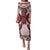 Bula Fiji Vintage Family Matching Puletasi and Hawaiian Shirt Scarlet Masi Motifs