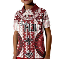 Bula Fiji Vintage Kid Polo Shirt Scarlet Masi Motifs