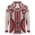 Bula Fiji Vintage Long Sleeve Polo Shirt Scarlet Masi Motifs