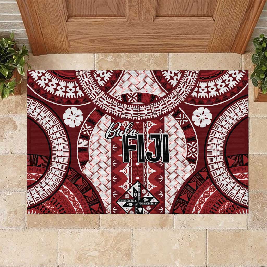 Bula Fiji Vintage Rubber Doormat Scarlet Masi Motifs