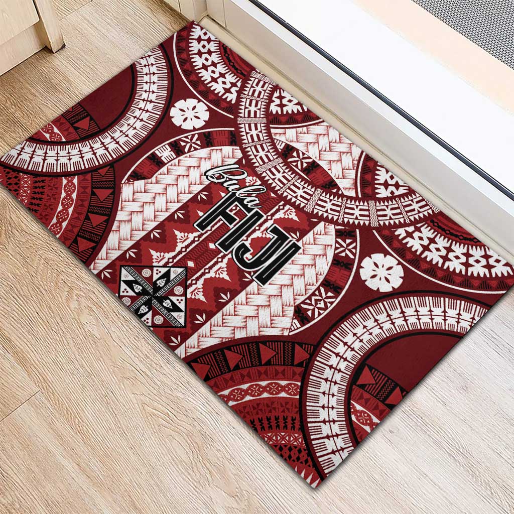 Bula Fiji Vintage Rubber Doormat Scarlet Masi Motifs