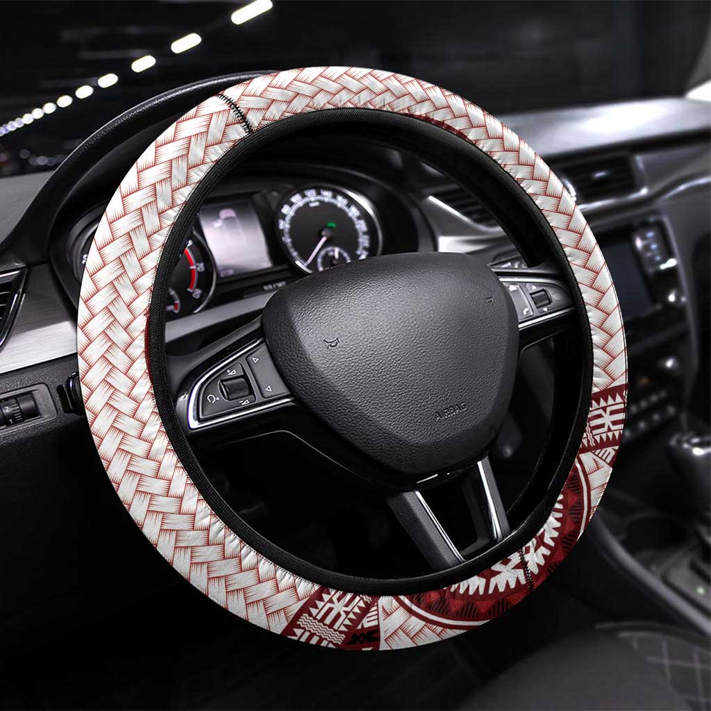 Bula Fiji Vintage Steering Wheel Cover Scarlet Masi Motifs