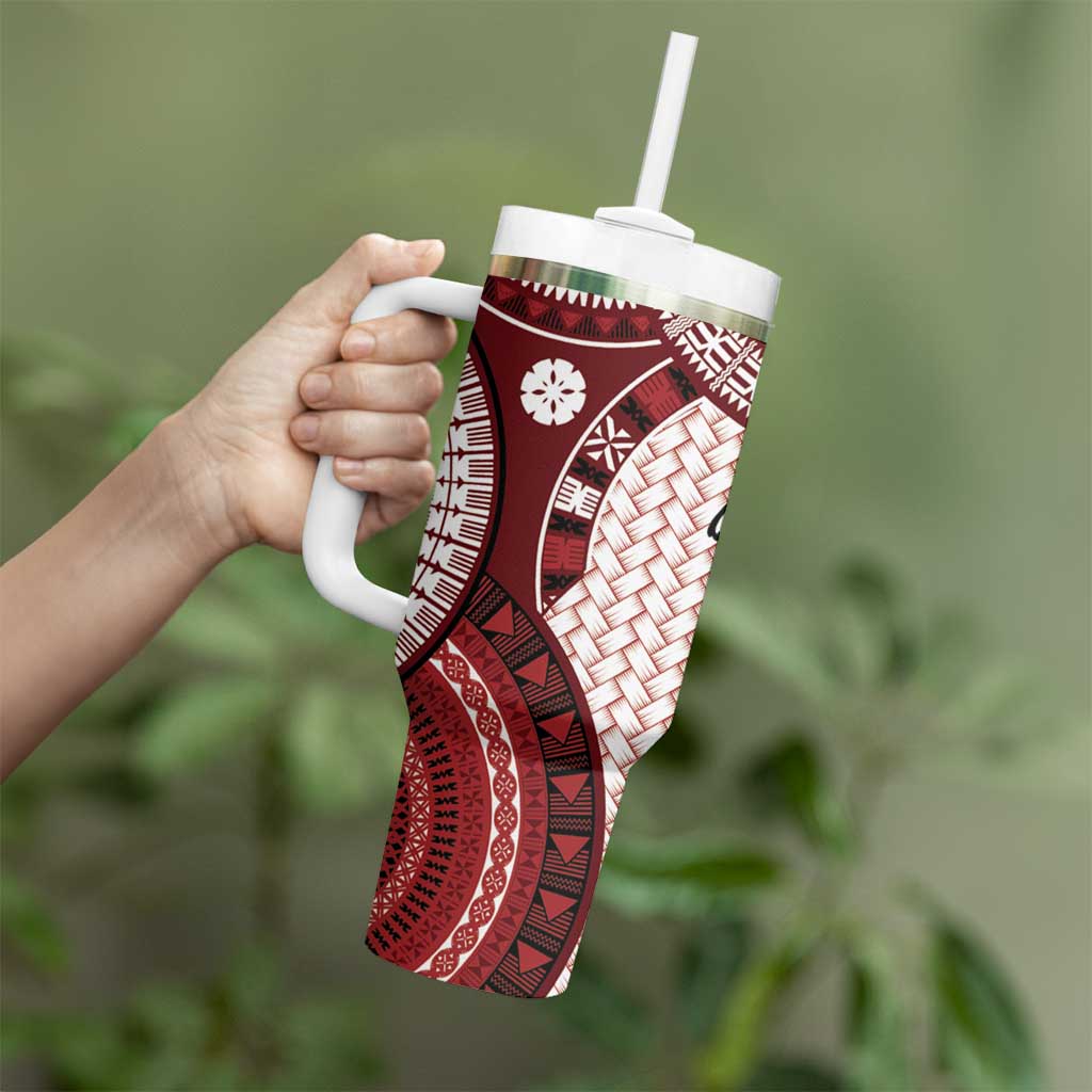Bula Fiji Vintage Tumbler With Handle Scarlet Masi Motifs