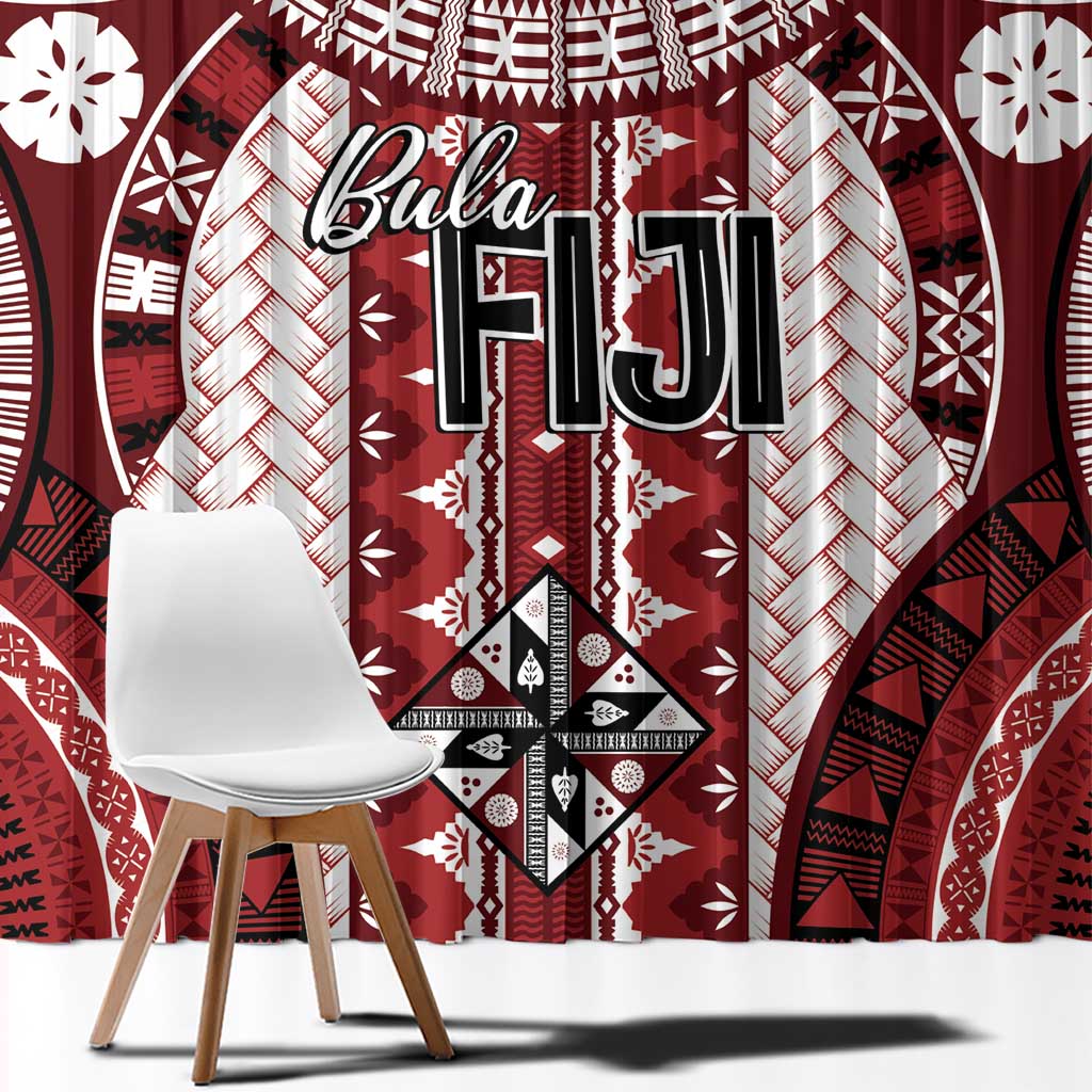 Bula Fiji Vintage Window Curtain Scarlet Masi Motifs