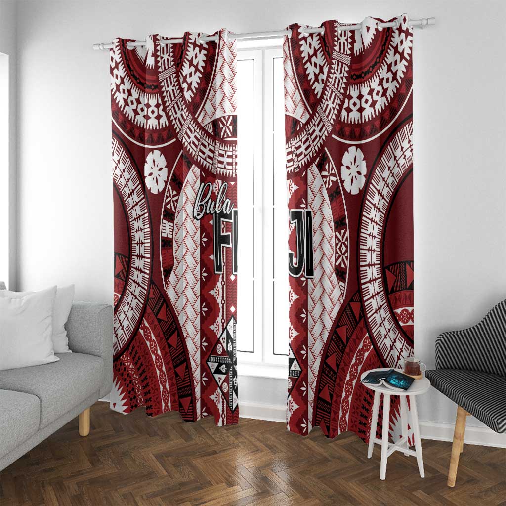 Bula Fiji Vintage Window Curtain Scarlet Masi Motifs