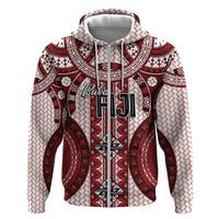 Bula Fiji Vintage Zip Hoodie Scarlet Masi Motifs