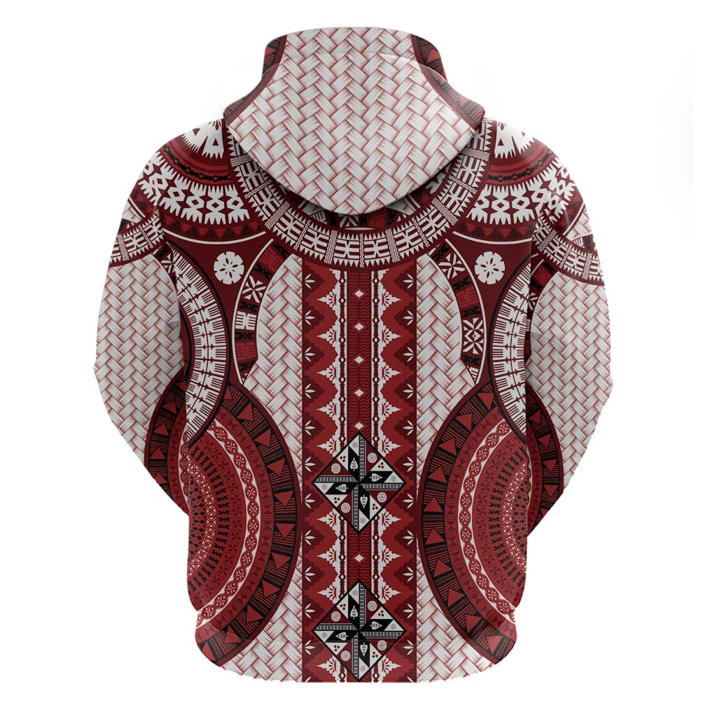 Bula Fiji Vintage Zip Hoodie Scarlet Masi Motifs