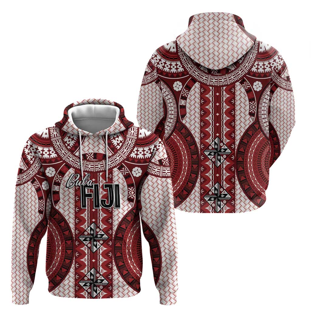 Bula Fiji Vintage Zip Hoodie Scarlet Masi Motifs