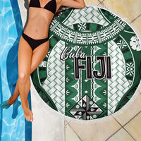 Bula Fiji Vintage Beach Blanket Phthalo Green Masi Motifs