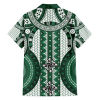 Bula Fiji Vintage Family Matching Summer Maxi Dress and Hawaiian Shirt Phthalo Green Masi Motifs