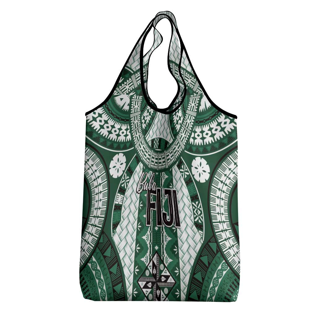 Bula Fiji Vintage Grocery Bag Phthalo Green Masi Motifs