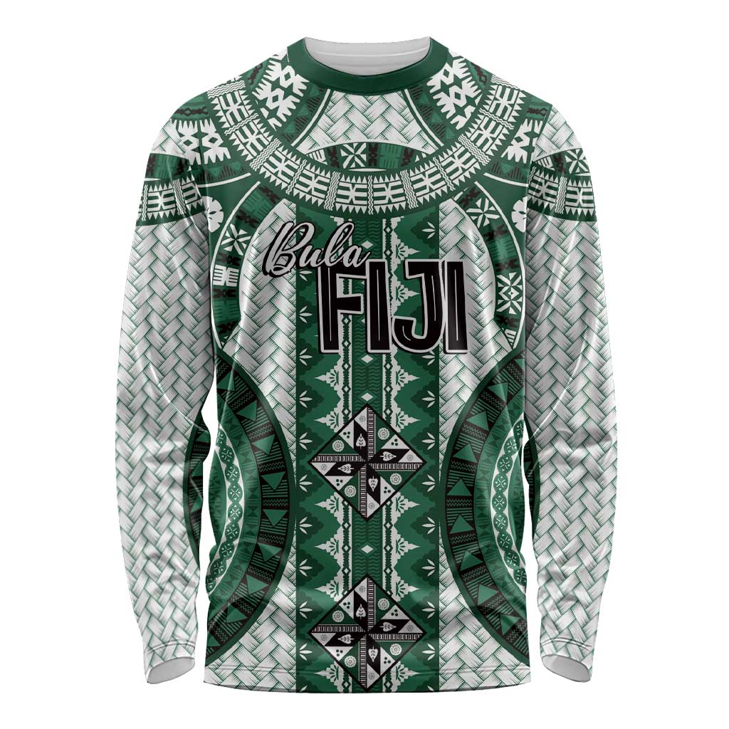 Bula Fiji Vintage Long Sleeve Shirt Phthalo Green Masi Motifs
