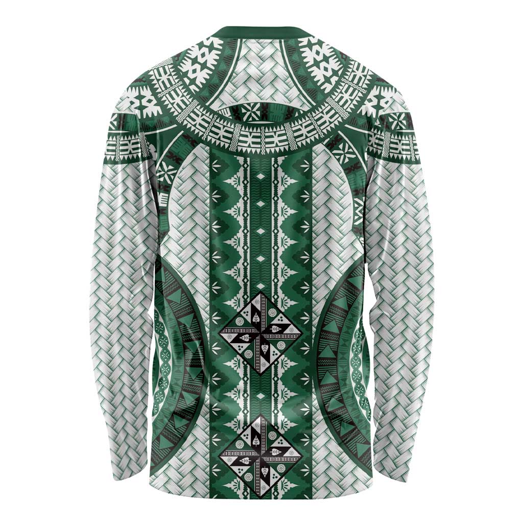 Bula Fiji Vintage Long Sleeve Shirt Phthalo Green Masi Motifs