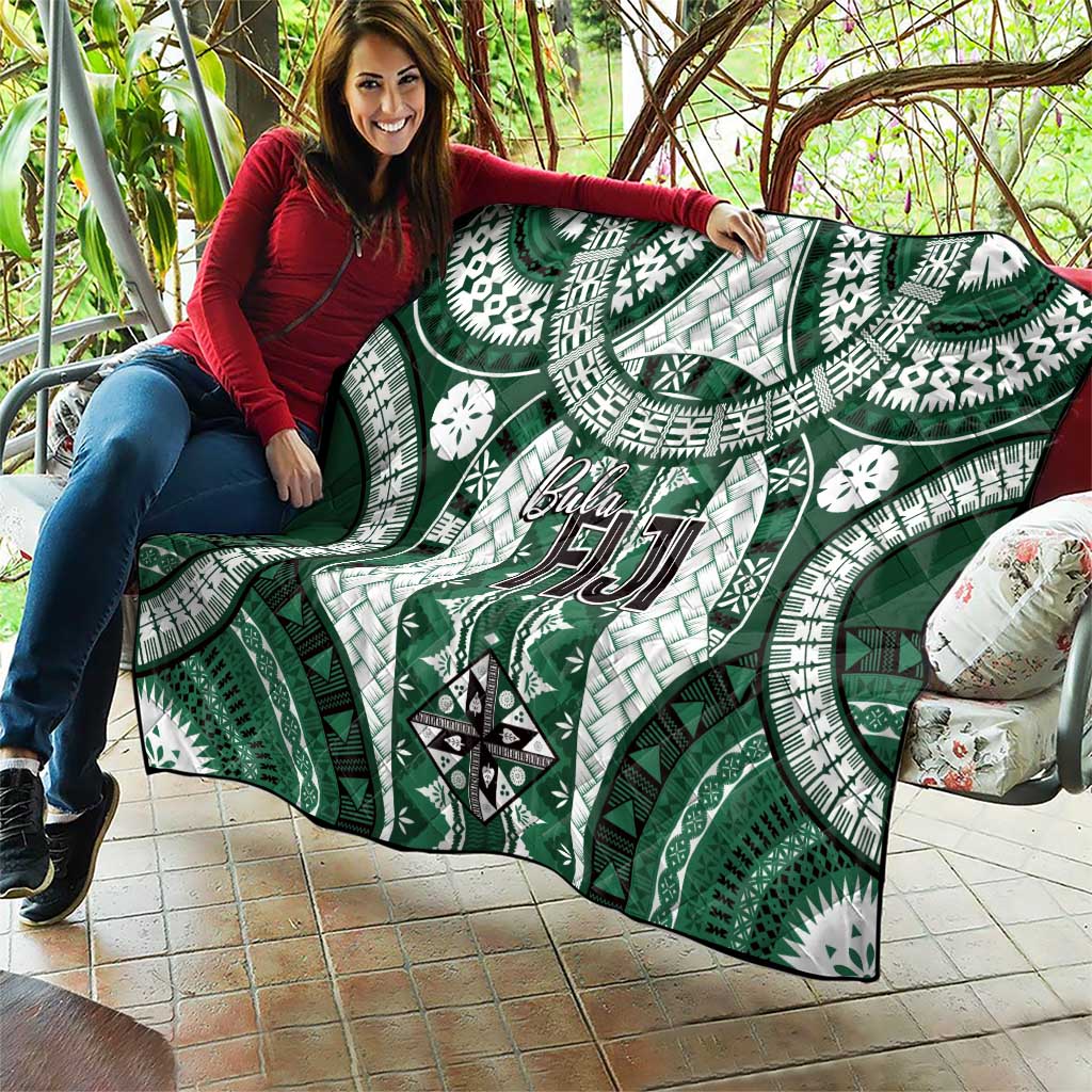 Bula Fiji Vintage Quilt Phthalo Green Masi Motifs