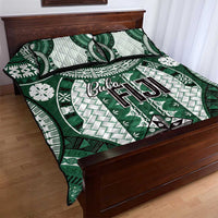 Bula Fiji Vintage Quilt Bed Set Phthalo Green Masi Motifs