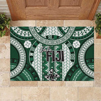 Bula Fiji Vintage Rubber Doormat Phthalo Green Masi Motifs
