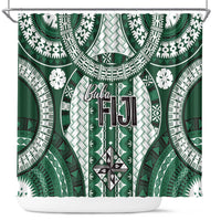 Bula Fiji Vintage Shower Curtain Phthalo Green Masi Motifs
