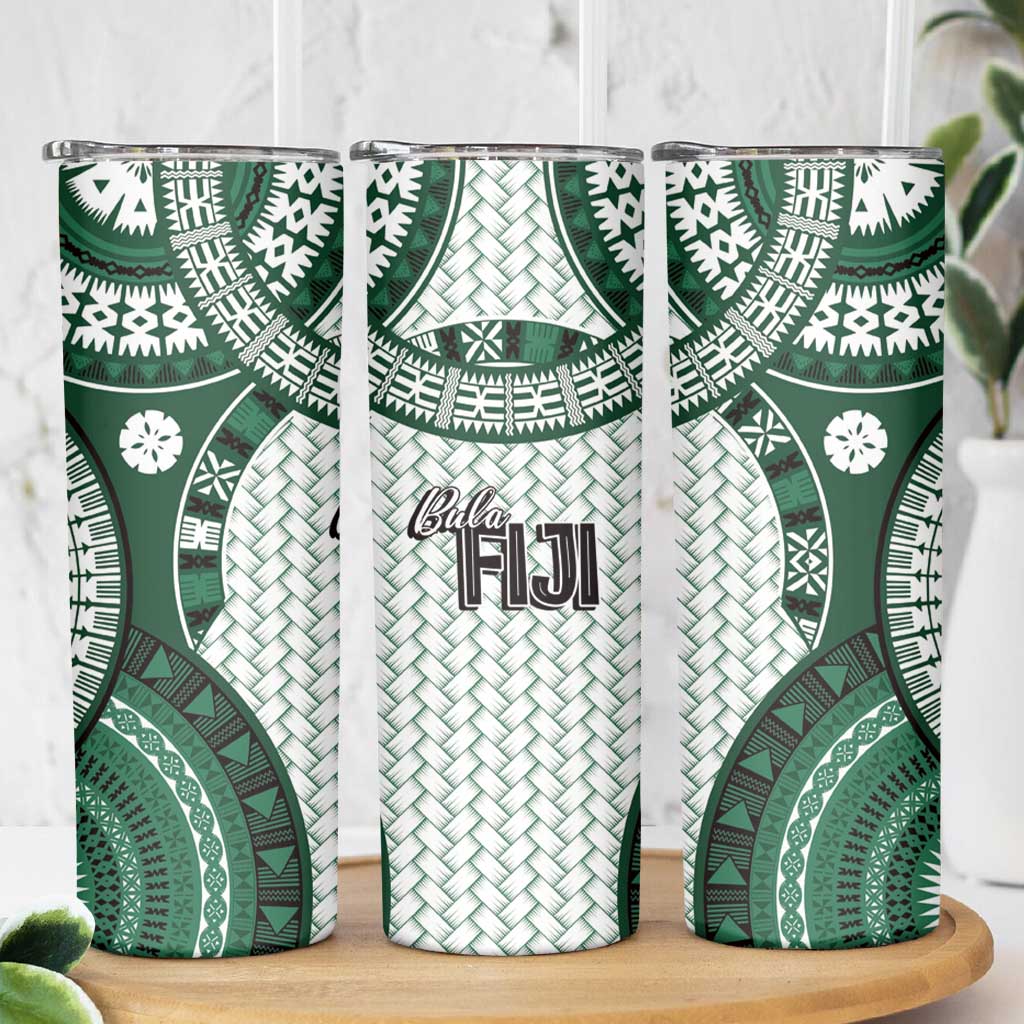 Bula Fiji Vintage Skinny Tumbler Phthalo Green Masi Motifs