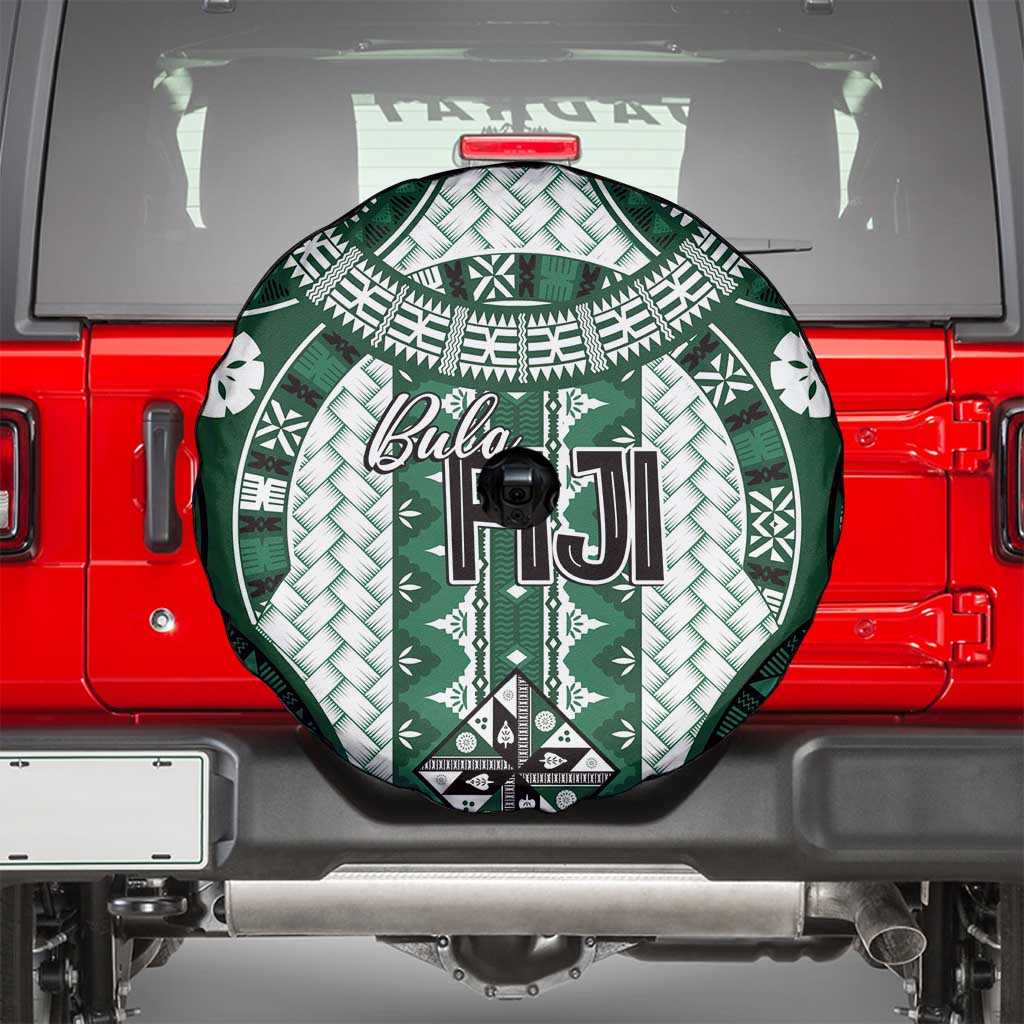 Bula Fiji Vintage Spare Tire Cover Phthalo Green Masi Motifs