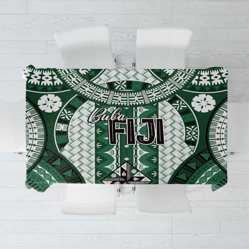 Bula Fiji Vintage Tablecloth Phthalo Green Masi Motifs