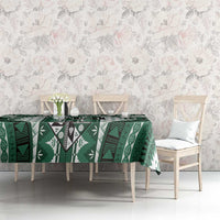 Bula Fiji Vintage Tablecloth Phthalo Green Masi Motifs