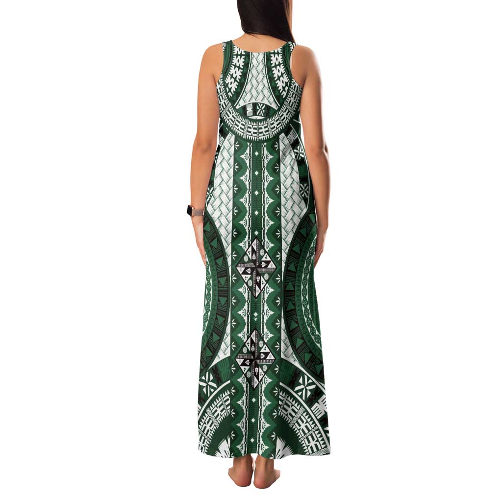Bula Fiji Vintage Tank Maxi Dress Phthalo Green Masi Motifs