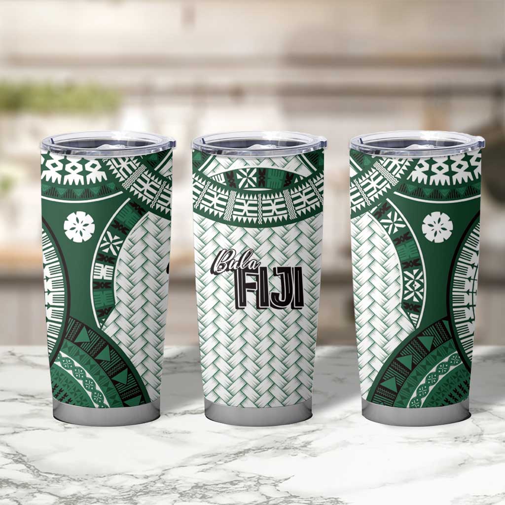 Bula Fiji Vintage Tumbler Cup Phthalo Green Masi Motifs