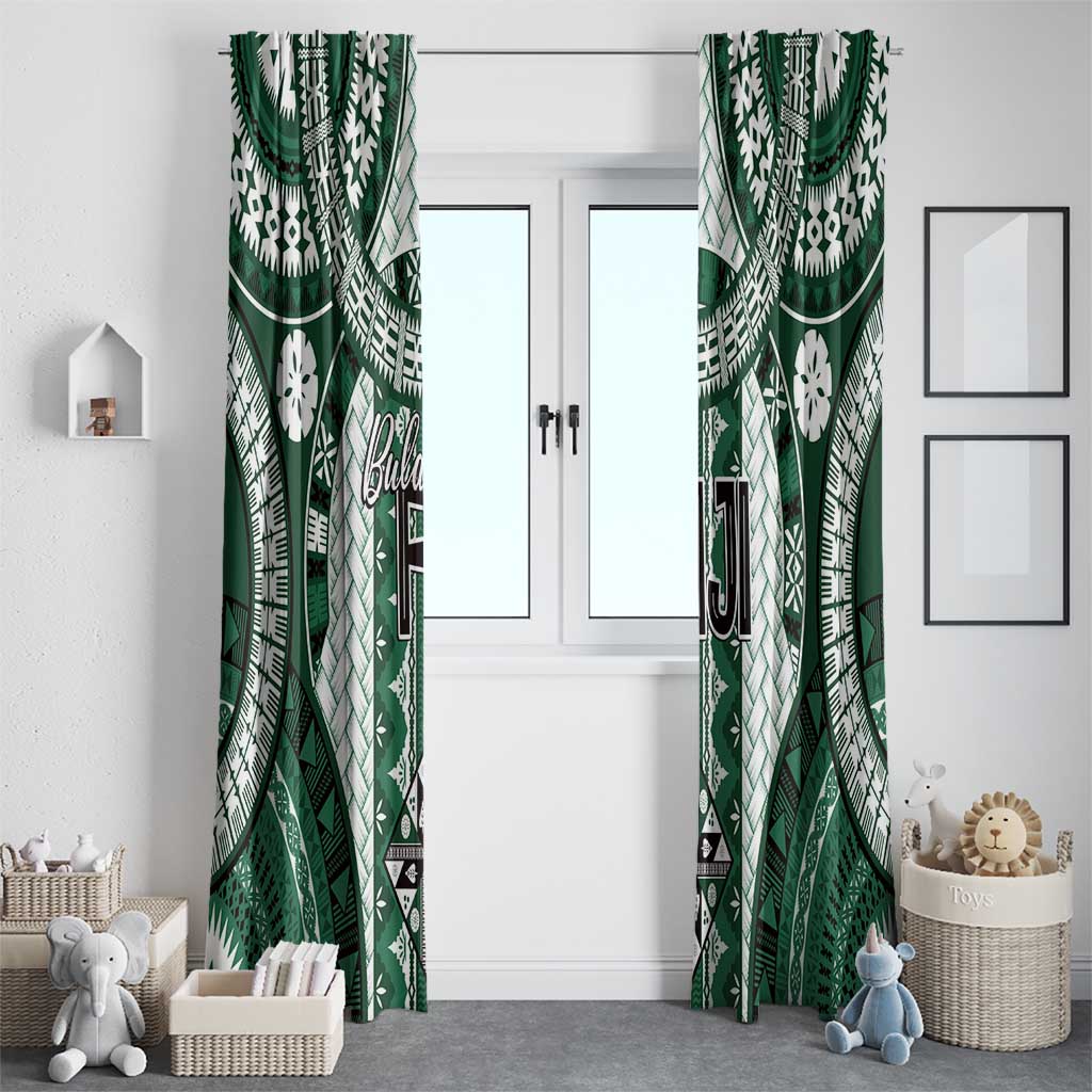 Bula Fiji Vintage Window Curtain Phthalo Green Masi Motifs