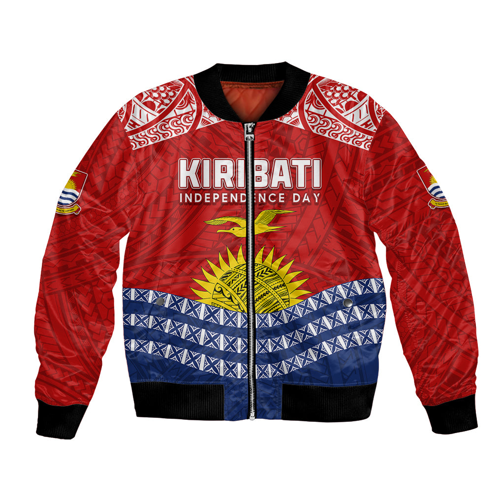 Personalised Kiribati Independence Day Bomber Jacket Flag Style LT7 Unisex Red - Polynesian Pride