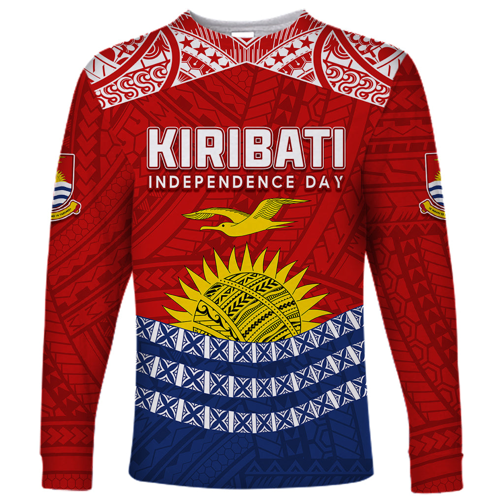Personalised Kiribati Independence Day Long Sleeve Shirt Flag Style LT7 Unisex Red - Polynesian Pride