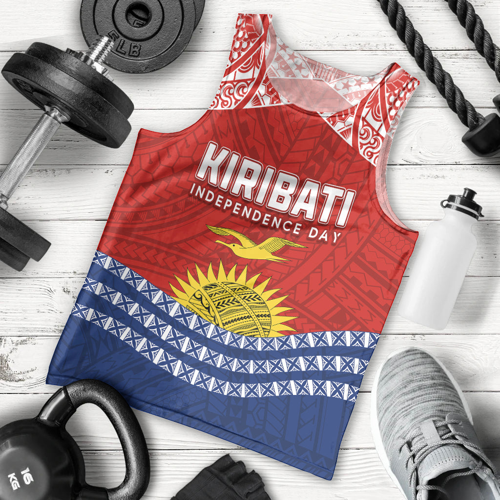 Personalised Kiribati Independence Day Men Tank Top Flag Style LT7 Red - Polynesian Pride