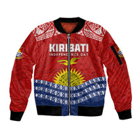 Personalised Kiribati Independence Day Sleeve Zip Bomber Jacket Flag Style LT7 Unisex Red - Polynesian Pride