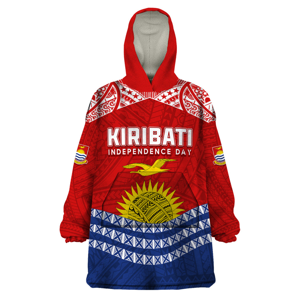 Personalised Kiribati Independence Day Wearable Blanket Hoodie Flag Style LT7 One Size Red - Polynesian Pride
