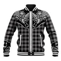 Hawai'i Paniolo Motif Black Baseball Jacket Floral Palaka Print LT7 Unisex Black - Polynesian Pride