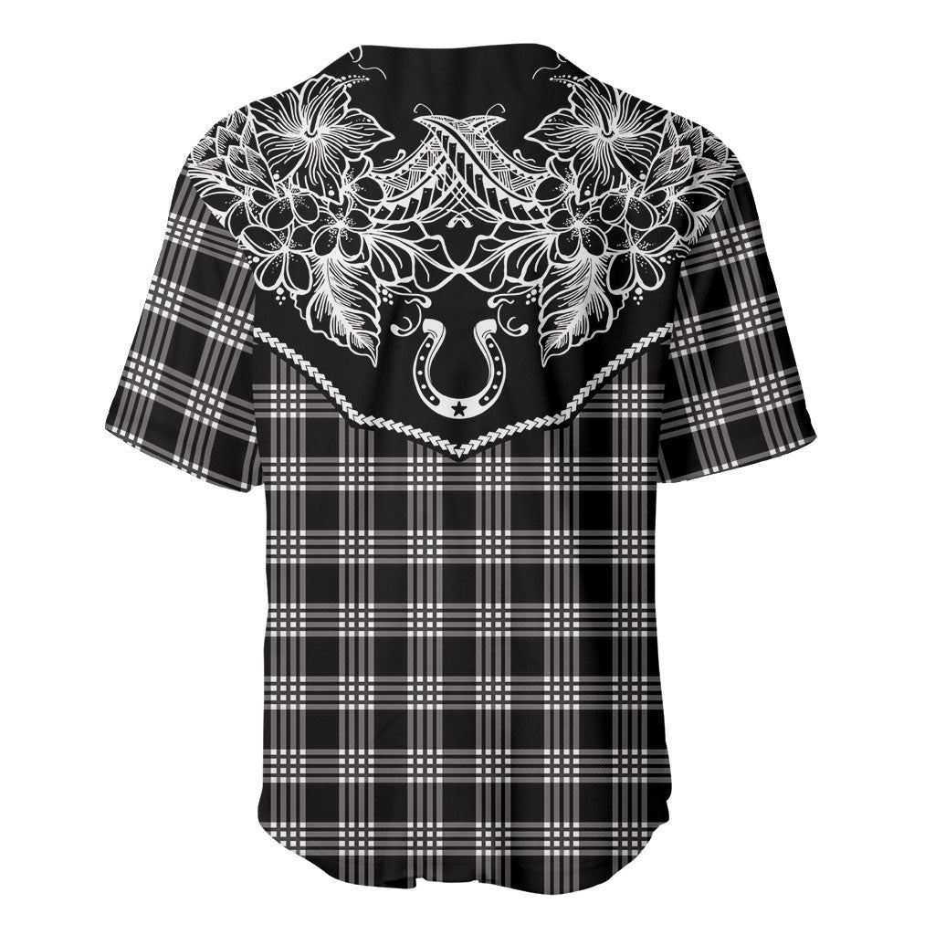 Hawai'i Paniolo Motif Black Baseball Jersey Floral Palaka Print LT7 - Polynesian Pride