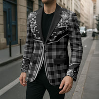 Hawai'i Paniolo Motif Black Blazer Floral Palaka Print LT7 - Polynesian Pride