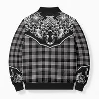 Hawai'i Paniolo Motif Black Bomber Puffer Jacket Floral Palaka Print LT7 - Polynesian Pride