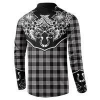 Hawai'i Paniolo Motif Black Button Sweatshirt Floral Palaka Print LT7 - Polynesian Pride