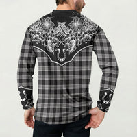 Hawai'i Paniolo Motif Black Button Sweatshirt Floral Palaka Print LT7 - Polynesian Pride
