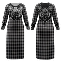 Hawai'i Paniolo Motif Black Couples Matching Long Sleeve Bodycon Dress and Hawaiian Shirt Floral Palaka Print LT7 - Polynesian Pride