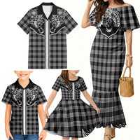 Hawai'i Paniolo Motif Black Family Matching Mermaid Dress and Hawaiian Shirt Floral Palaka Print LT7 - Polynesian Pride