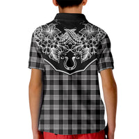 Hawai'i Paniolo Motif Black Kid Polo Shirt Floral Palaka Print LT7 - Polynesian Pride