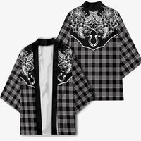 Hawai'i Paniolo Motif Black Kimono Floral Palaka Print LT7 - Polynesian Pride