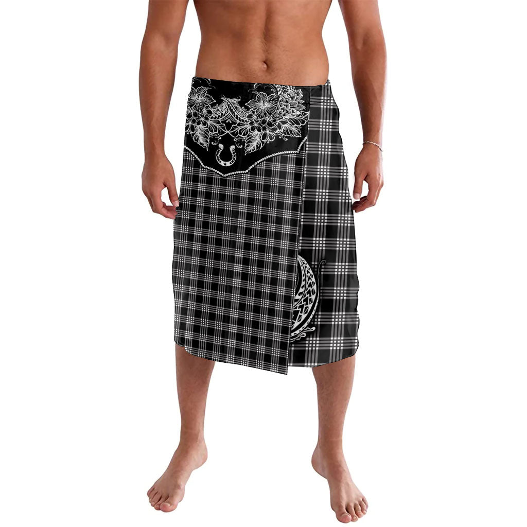 Hawai'i Paniolo Motif Black Lavalava Floral Palaka Print LT7 Black - Polynesian Pride