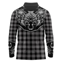 Hawai'i Paniolo Motif Black Long Sleeve Polo Shirt Floral Palaka Print LT7 - Polynesian Pride
